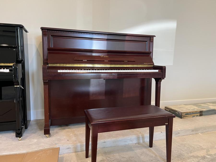 Essex EUP-123 Upright Piano in Mahogany – Featured image – Roberts Pianos Houston