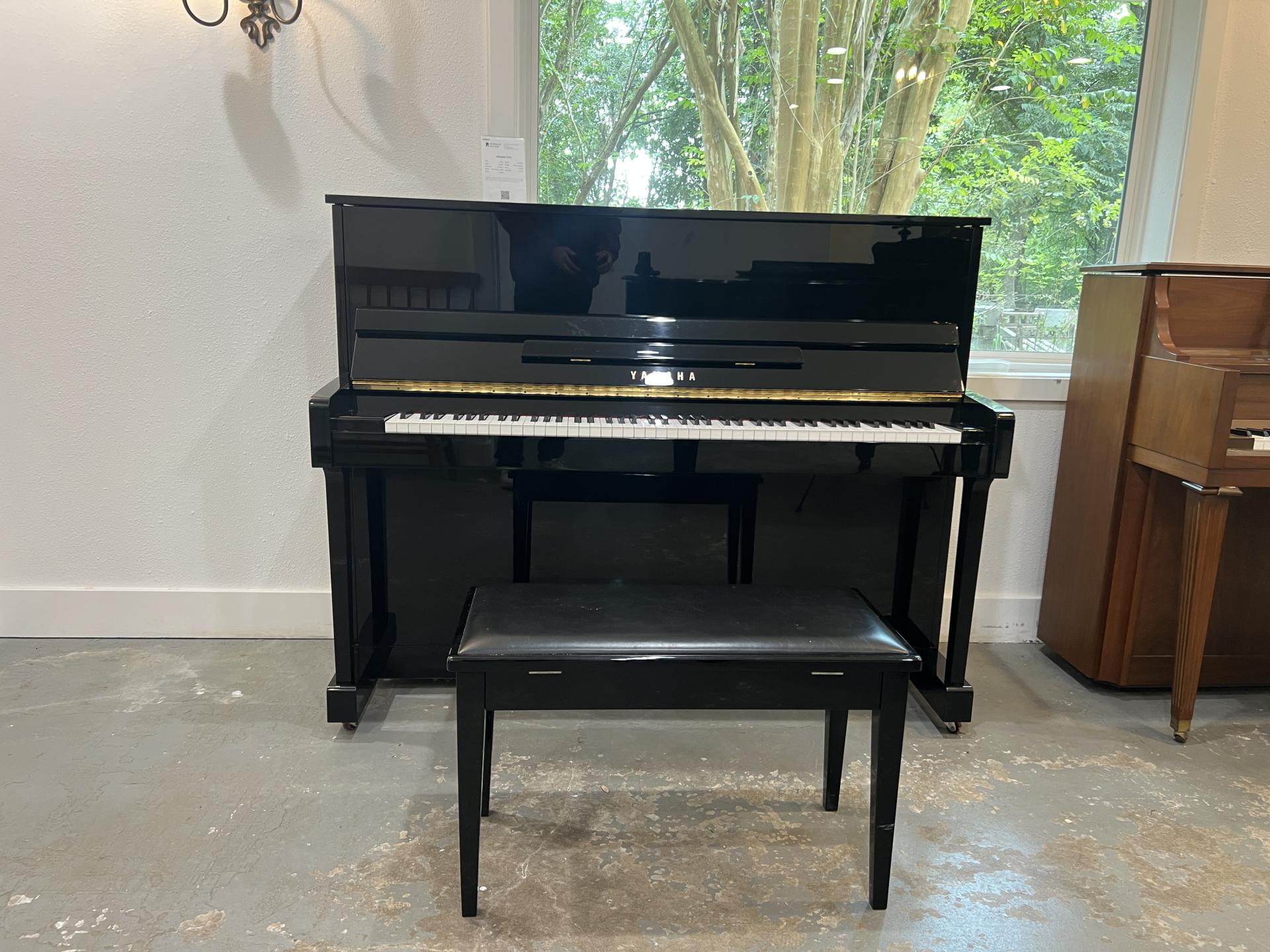 Yamaha T121 Upright Piano in Black Polyester – Sold piano – Roberts Pianos Houston