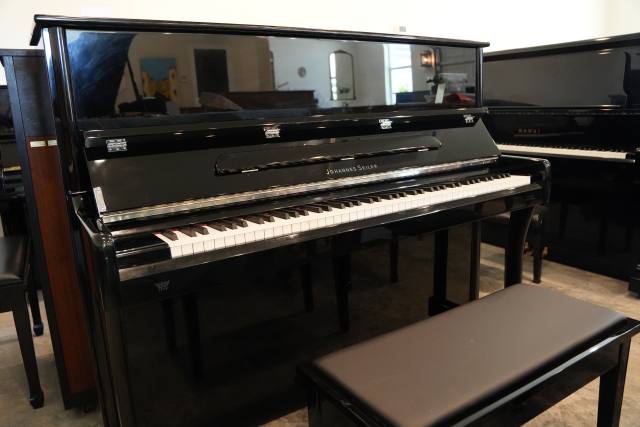 Johannes Seiler GS122 E/P Upright Piano in Black polyester – Inventory thumbnail – Roberts Pianos Houston