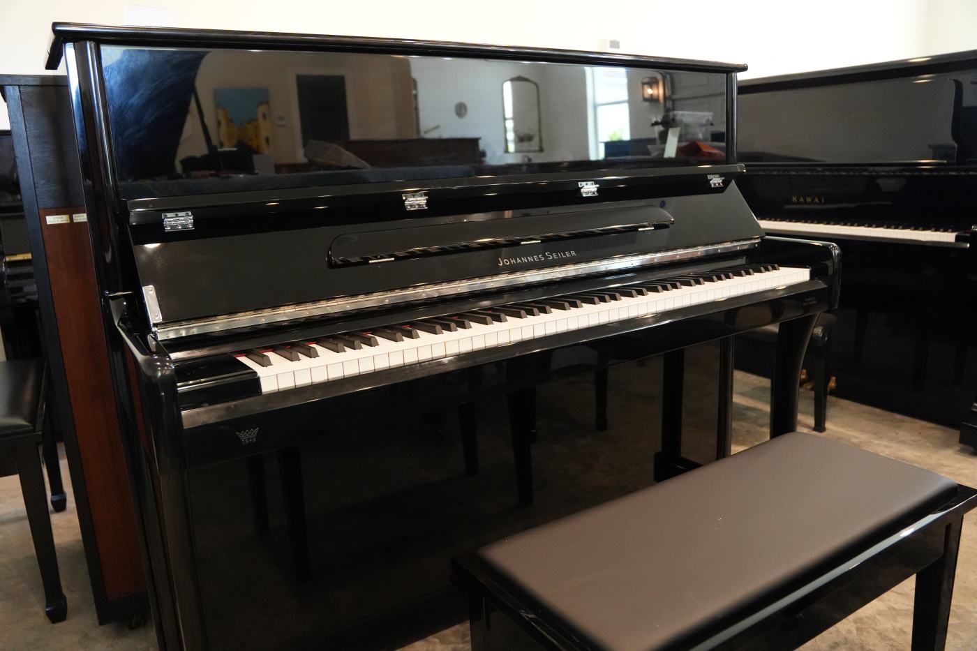 Johannes Seiler GS122 E/P Upright Piano in Black polyester – Featured image – Roberts Pianos Houston