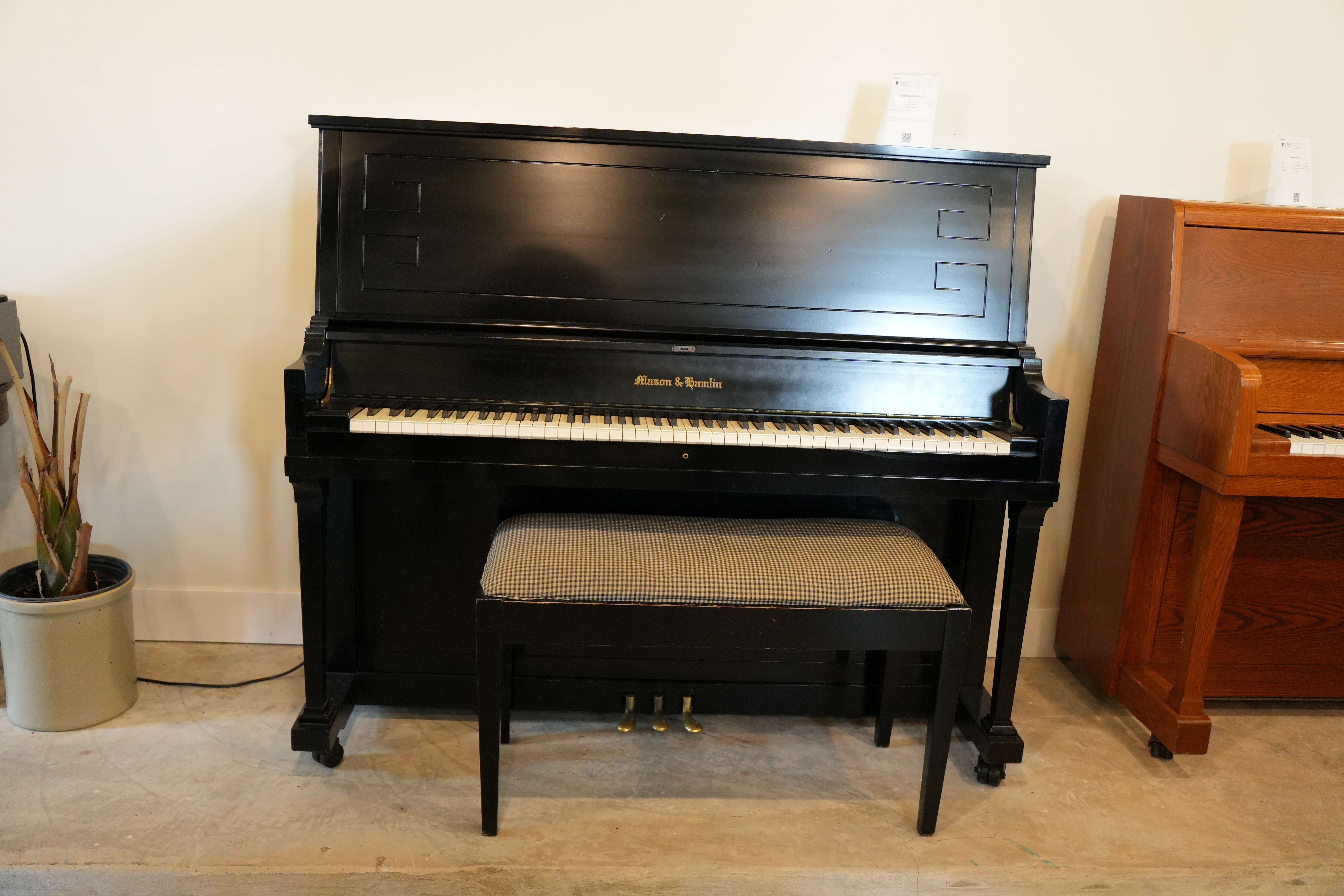 Mason & Hamlin 50 in Ebony – Inventory thumbnail – Roberts Pianos Houston