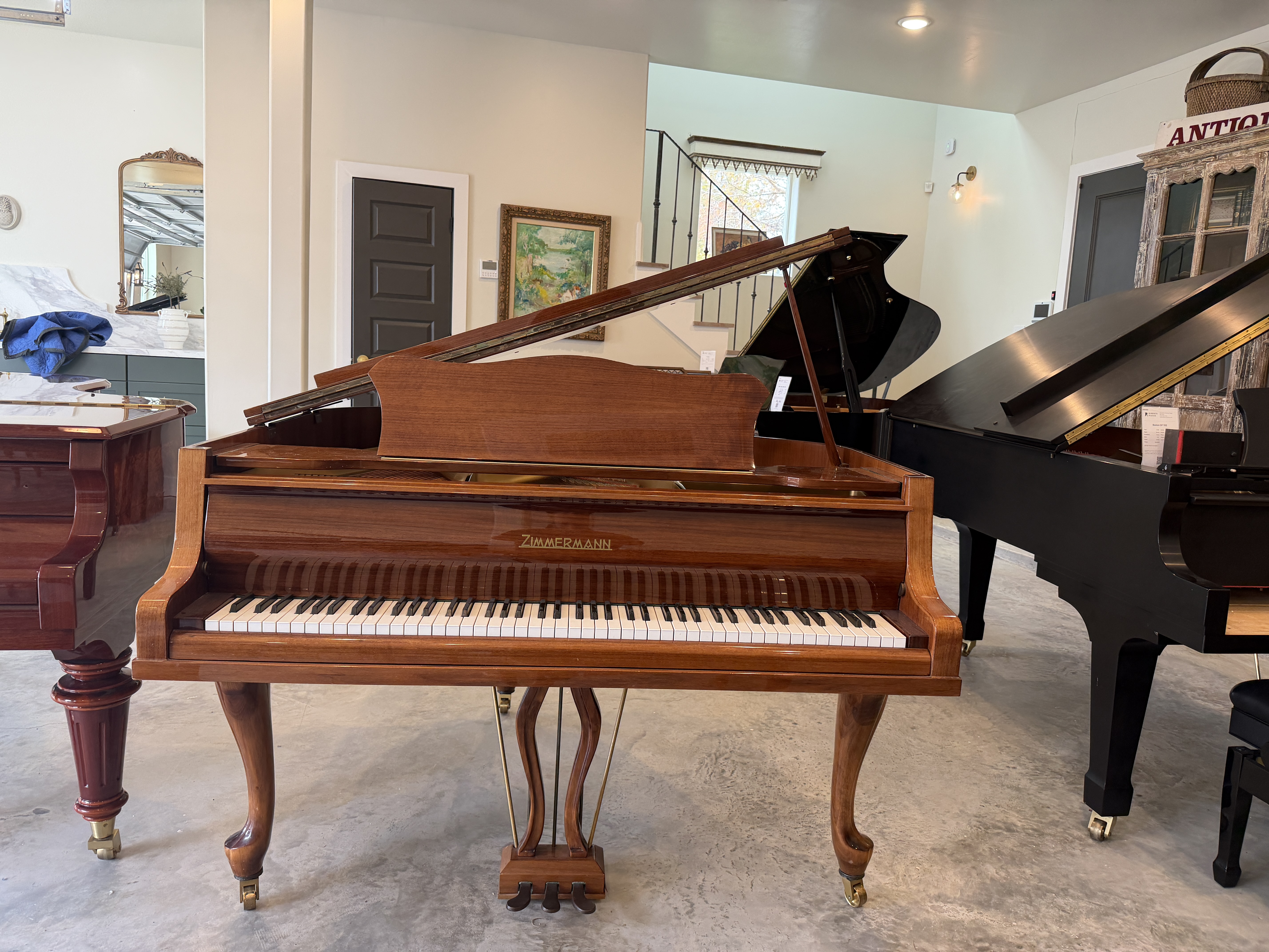 Zimmermann Grand Piano in cherry wood lacquer – Featured instrument – Roberts Pianos Houston